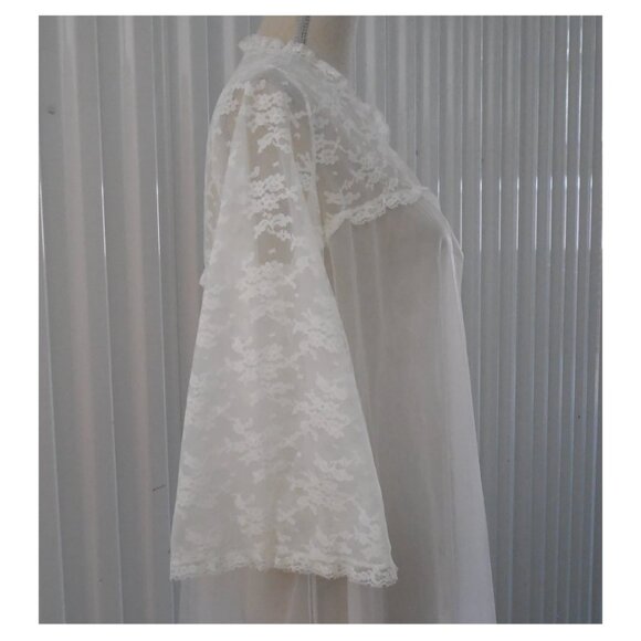 Vintage Nightgown Robe Set Chiffon Lace Peignoir Robe Sz 36 & Nightgown Size 32 - Picture 10 of 12